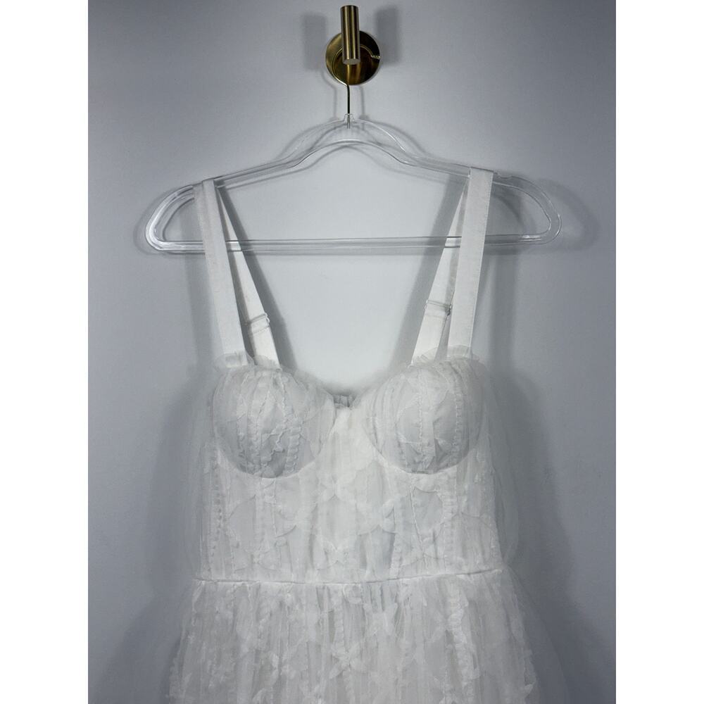 NWT Lulus Ethereal Impression White Coquette ruffled midi wedding dress Sz M - Picture 4 of 15